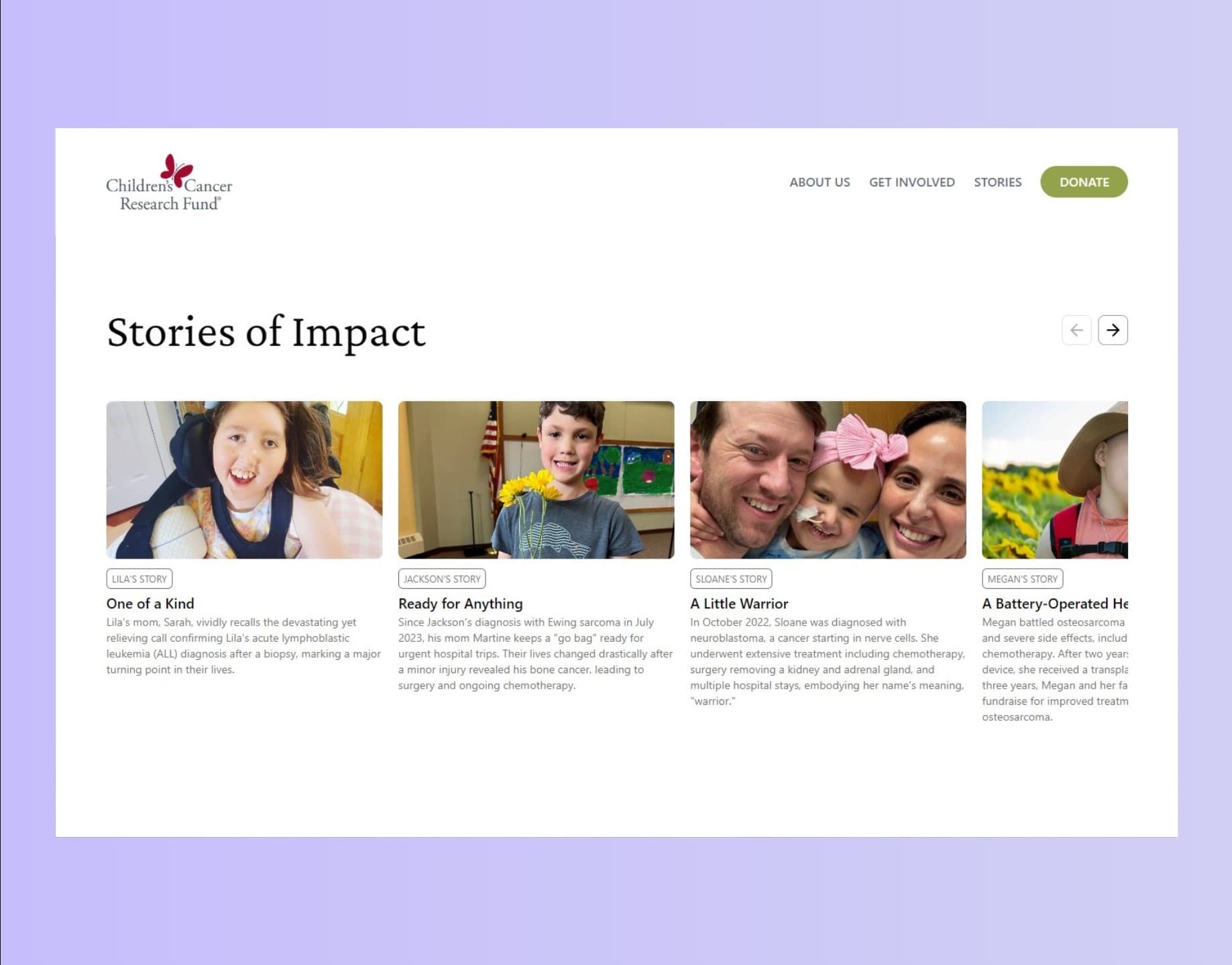 Stories of impact on CCRF's website